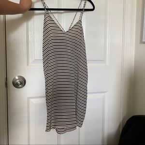 Acacia Swimwear Black and Cream Striped Dress